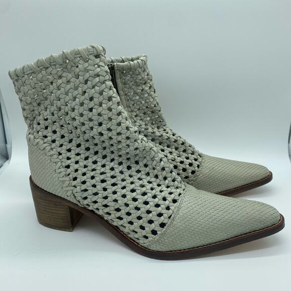 Free People White Gray In The Loop Woven Ankle Boots Women's size 41 / 10.5 - Picture 2 of 12